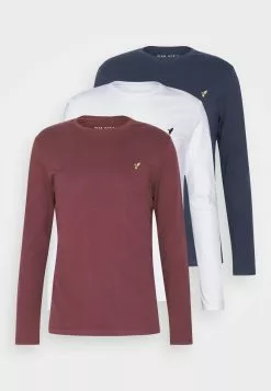 Pier One 3 Pack Unisex- Long Sleeved Top - White/Dark Blue/Bordeaux -Pier One Shop 00fb62a16a384865a8c2dc59b9b45b3a