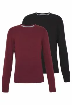 Pier One 2 Pack- Jumper - Black/Bordeaux