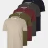 Pier One 5 Pack - Polo Shirt - Bordeaux/Olive/Dark Grey
