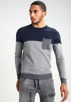 Pier One Jumper - Mottled Grey/Dark Blue