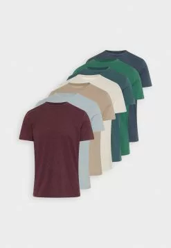 Pier One 7 Pack - Basic T-Shirt - Blue/Mottled Bordeaux/White -Pier One Shop 40238aec486841c1aa91cee1f0bc607e