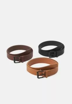 Pier One 3 Pack Unisex - Belt - Black/Brown/Cognac
