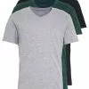 Pier One 3 Pack- Basic T-Shirt - Black, Grey, Green