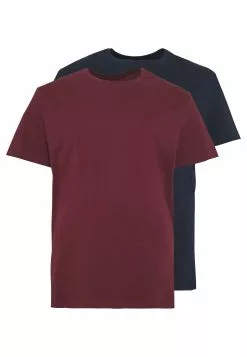 Pier One 2 Pack - Basic T-Shirt - Dark Blue/Bordeaux -Pier One Shop 5ca9e549eb7442b1ada1ae81856f1fde
