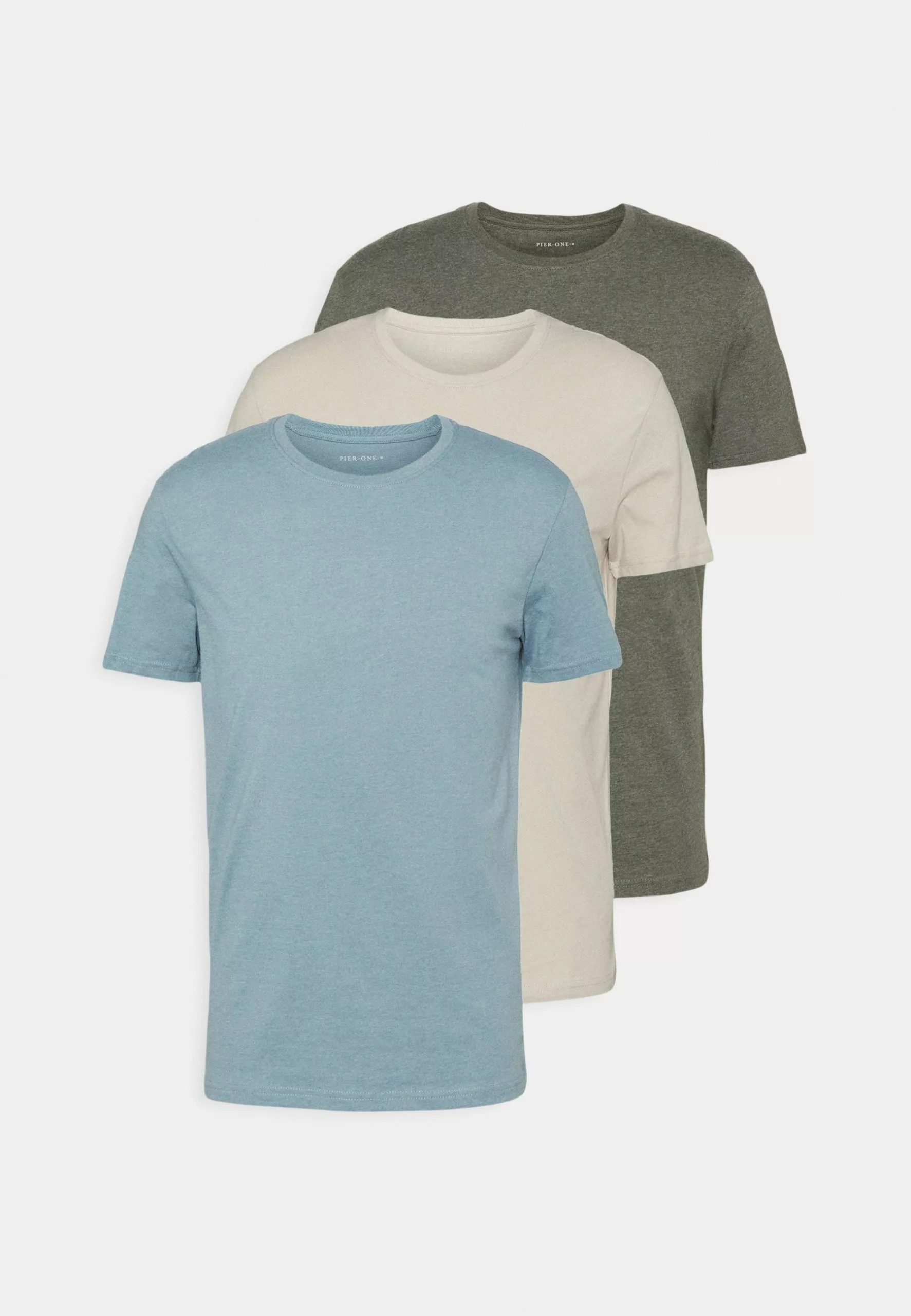 Pier One 3 Pack - Basic T-Shirt - Brown/Beige/Light Blue 6 Pier One 3 Pack - Basic T-Shirt - Brown/Beige/Light Blue - Image 6
