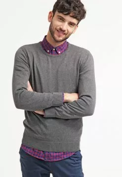 Pier One Basic Crewneck - Jumper - Dark Grey Melange