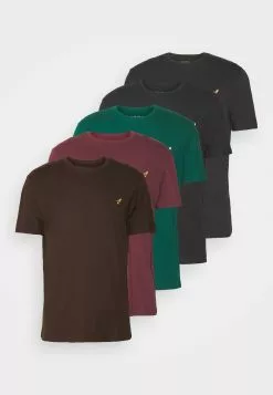 Pier One 5 Pack - Basic T-Shirt - Bordeaux/Dark Green/Dark Blue -Pier One Shop 695ee0a9459c4064b966a3f795bf7133
