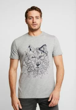 Pier One Print T-Shirt - Mottled Grey