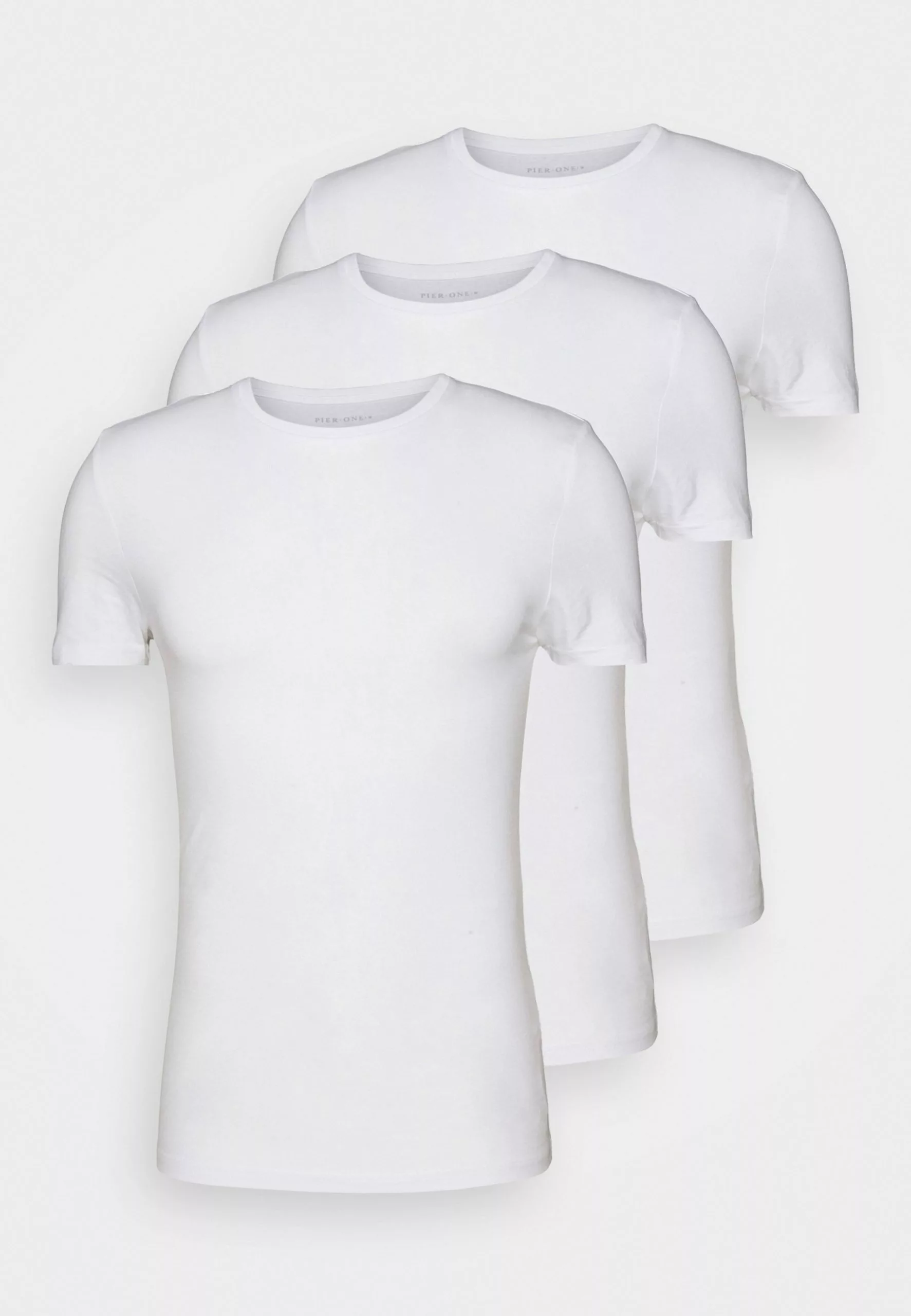 Pier One 3 Pack Muscle Fit- Basic T-Shirt - White 4 Pier One 3 Pack Muscle Fit- Basic T-Shirt - White - Image 4
