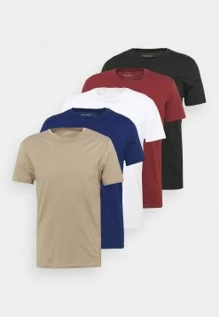 Pier One 5 Pack - Basic T-Shirt - White/Black/Bordeaux -Pier One Shop 821a9428a35f403f8260cec51cee307c