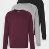 Pier One 3 Pack - Sweatshirt - Bordeaux/Black/Grey