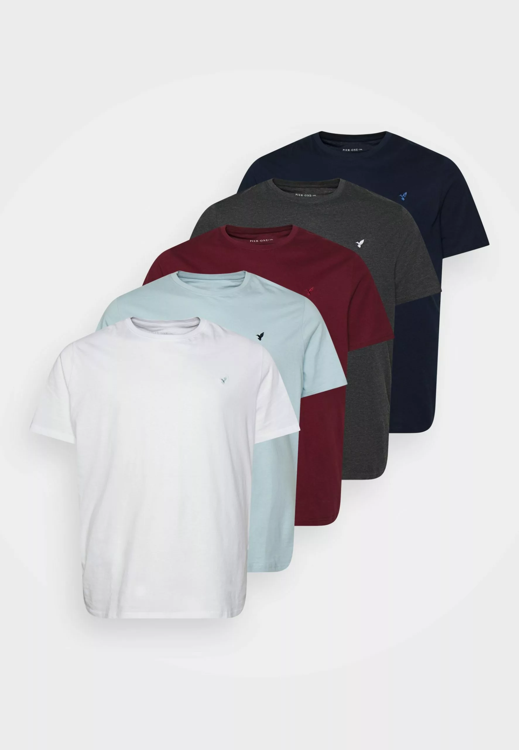 Pier One 5 Pack - Basic T-Shirt - White/Mottled Dark Grey/Bordeaux 7 Pier One 5 Pack - Basic T-Shirt - White/Mottled Dark Grey/Bordeaux - Image 7