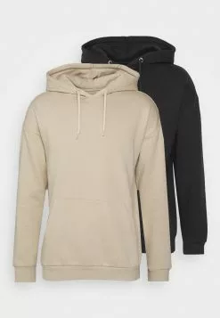 Pier One 2 Pack - Hoodie - Black/ Beige -Pier One Shop a84a4ef05979475782ac39c6c8ef241b