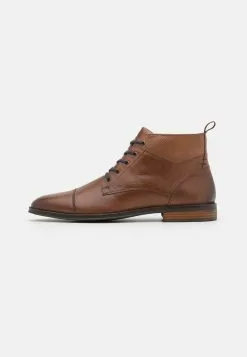 Pier One Leather - Lace-Up Ankle Boots - Cognac