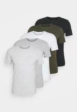 Pier One 5 Pack - Basic T-Shirt - Black/White/Light Grey -Pier One Shop af2e3648ccfd4b198cd51d1c4b807340