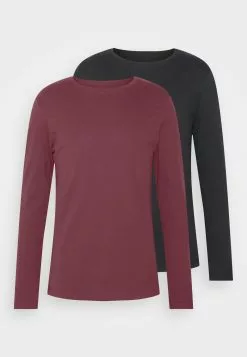 Pier One 2 Pack - Long Sleeved Top - Bordeaux/Dark Blue -Pier One Shop b0674c62edee4de69f54b03fc9bf1e3e
