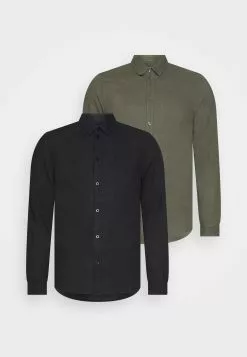 Pier One Linen Mix 2 Pack - Shirt - Black/Olive