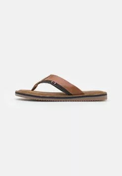 Pier One Leather - T-Bar Sandals - Cognac