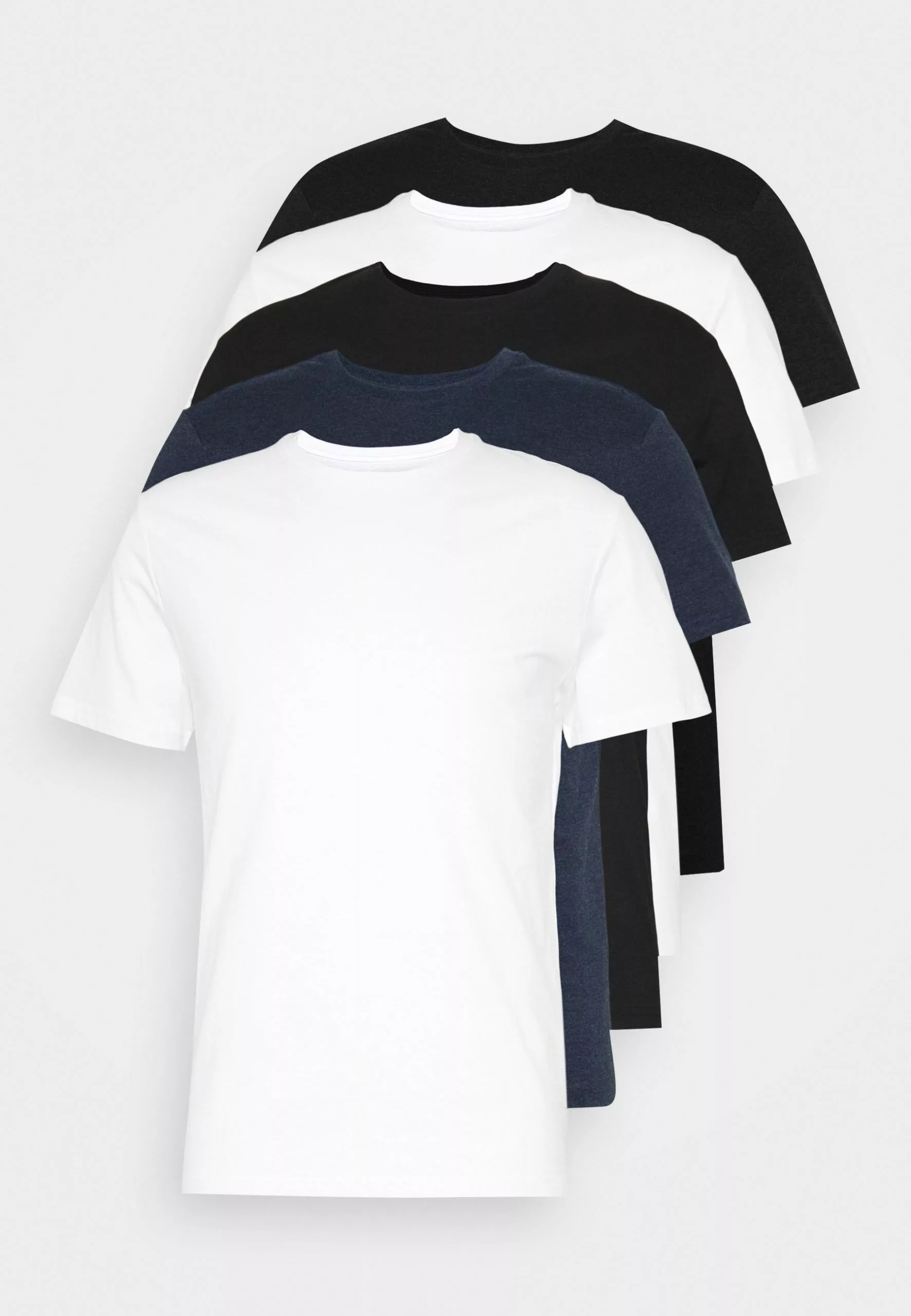 Pier One 5 Pack - Basic T-Shirt - Black/White/Blue 4 Pier One 5 Pack - Basic T-Shirt - Black/White/Blue - Image 4