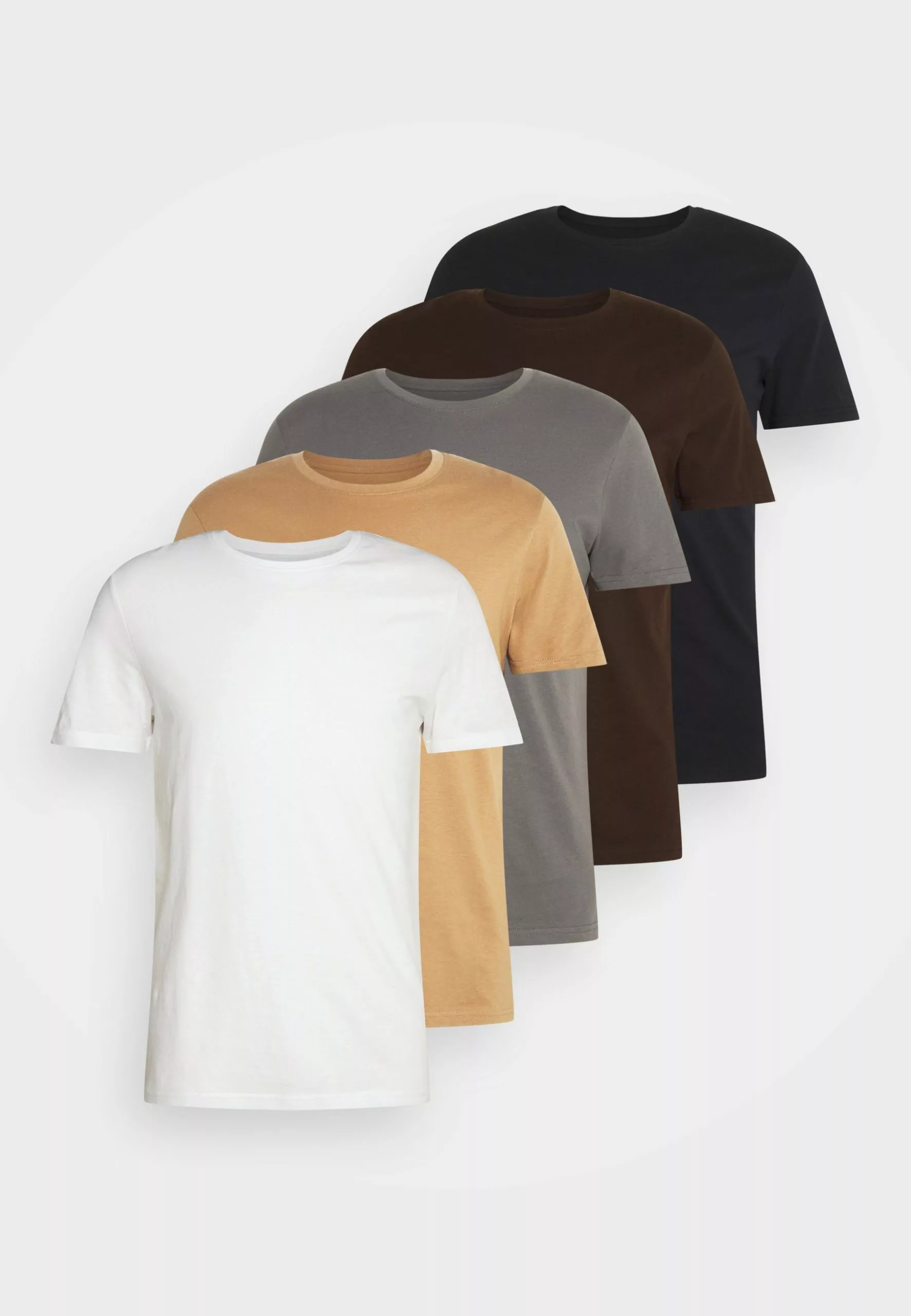 Pier One 5 Pack - Basic T-Shirt - Dark Grey/White/Light Brown 6 Pier One 5 Pack - Basic T-Shirt - Dark Grey/White/Light Brown - Image 6